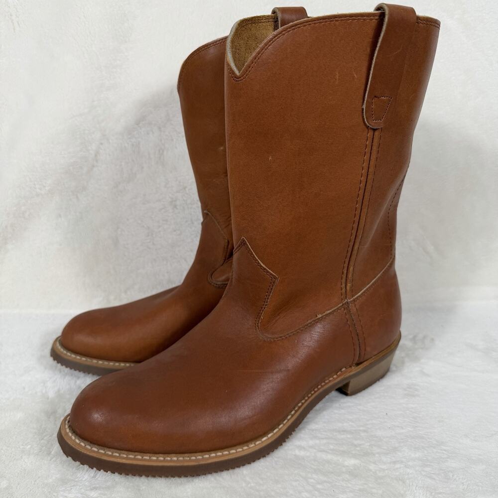 Vintage Sears Roebuck Men’s Brown Leather Western Cowboy Boots Size 9 D USA Made